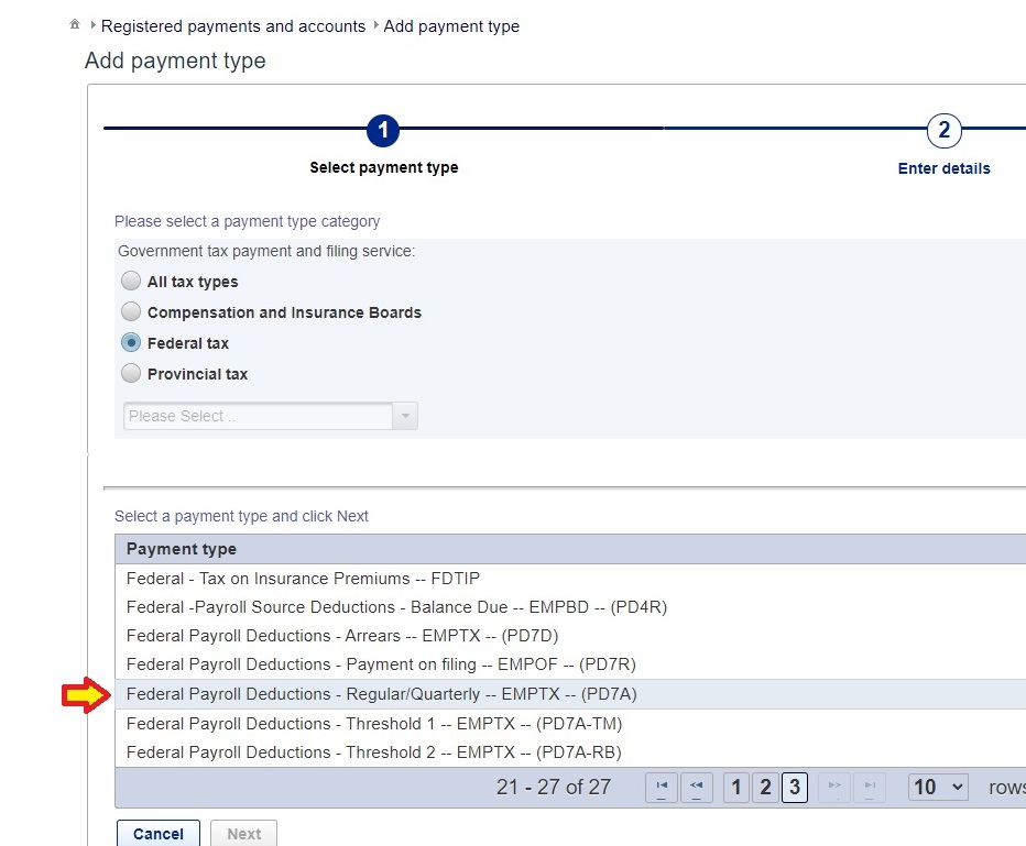 Picture - selecting payment type -PD7A
