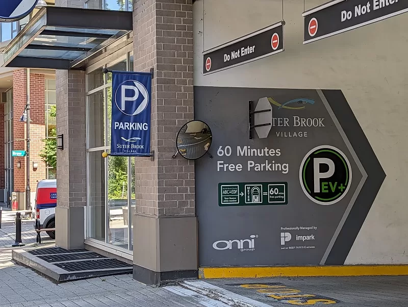 Parking lot entrance on Morrissey Rd