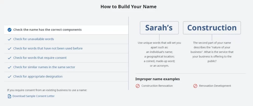 Business name components