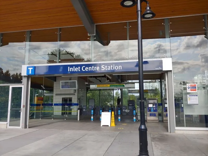 Inlet Centre skytrain station entrance - north side
